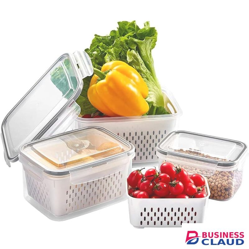 Set of 3 Berry Containers for Fridge, Grape Storage Containers for Fridge, Fruit Rinser Strainer Container, Vegetable Containers for Fridge, Produce Storage Berry Saver Container