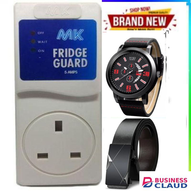 MK BEST FRIDGE GUARD FOR FRIDGE & DEEP FREEZER – PROTECTS COMPRESSOR FROM LOW VOLTAGE & POWER SURGES + LUXURY WATCH AND BELT
