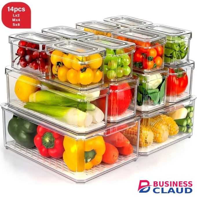 14pcs Stackable Fridge Storage Organizers Acrylic – Transparent Kitchen Fridge Organiser Set