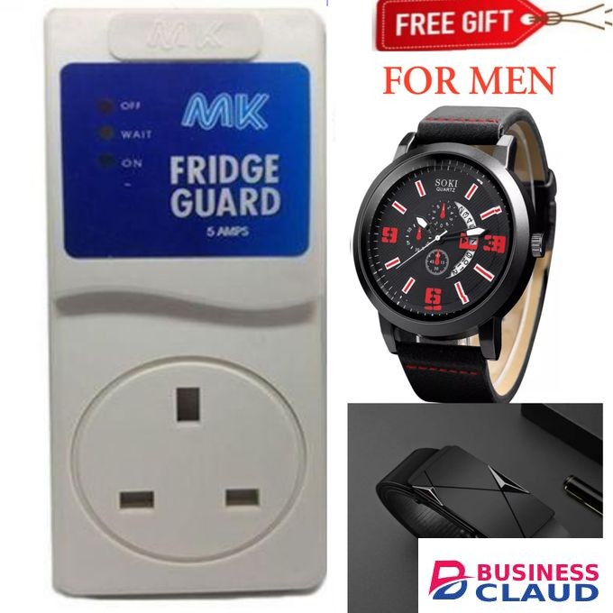 MK FRIDGE GUARD FOR FRIDGE & DEEP FREEZER – PROTECTS COMPRESSOR FROM LOW VOLTAGE & POWER SURGES + LUXURY WATCH AND BELT