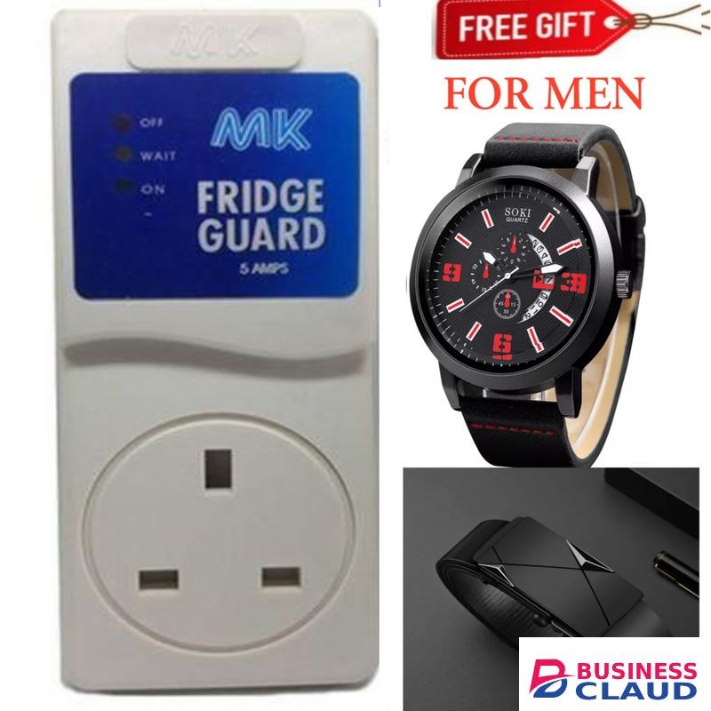 MK FRIDGE GUARD FOR FRIDGE & DEEP FREEZER – PROTECTS COMPRESSOR FROM LOW VOLTAGE & POWER SURGES + LUXURY WATCH AND BELT