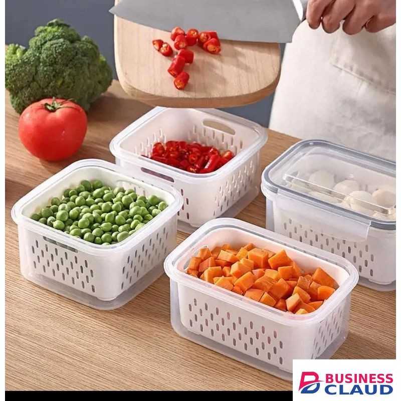 White Fridge storage containers(3 in 1) Leak-proof locking lid to seal fruits, salad, meat even dry food.keeps food fresh for longer and prevents fridge odour