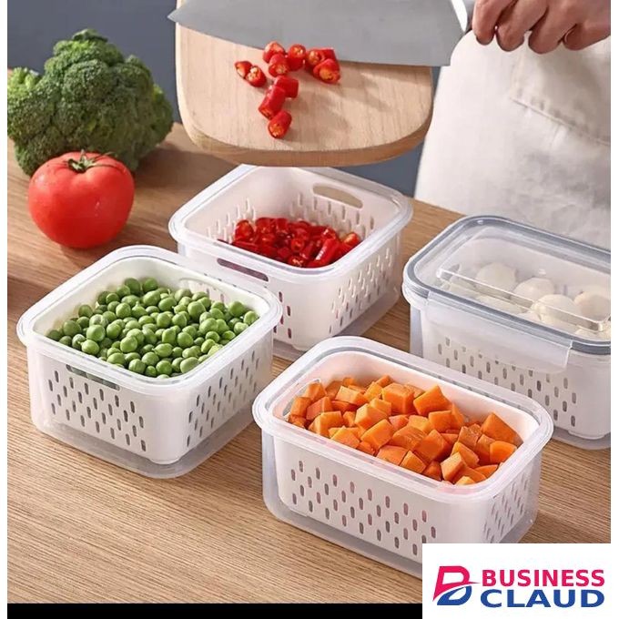 White Fridge storage containers(3 in 1) Leak-proof locking lid to seal fruits, salad, meat even dry food.keeps food fresh for longer and prevents fridge odour