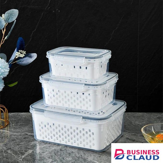 Airtight Stackable Refrigerator Storage Containers with Drainer Baskets