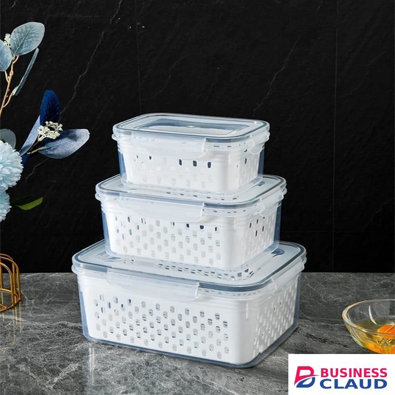 Airtight Stackable Refrigerator Storage Containers with Drainer Baskets