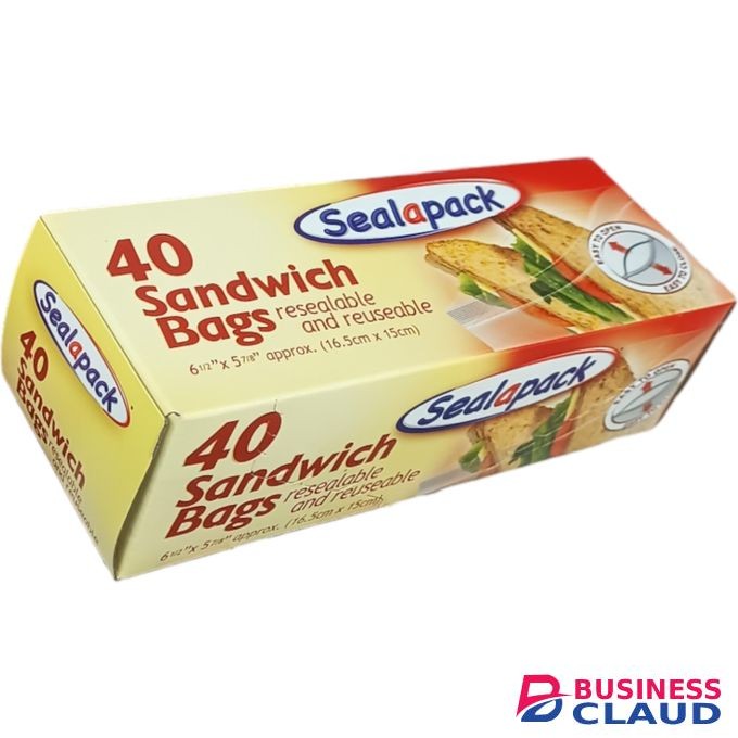 Sealapack Resealable Reusable SANDWICH BAGS Keeps It Fresh Refrigerator Safe 16.5cm X 15cm nk