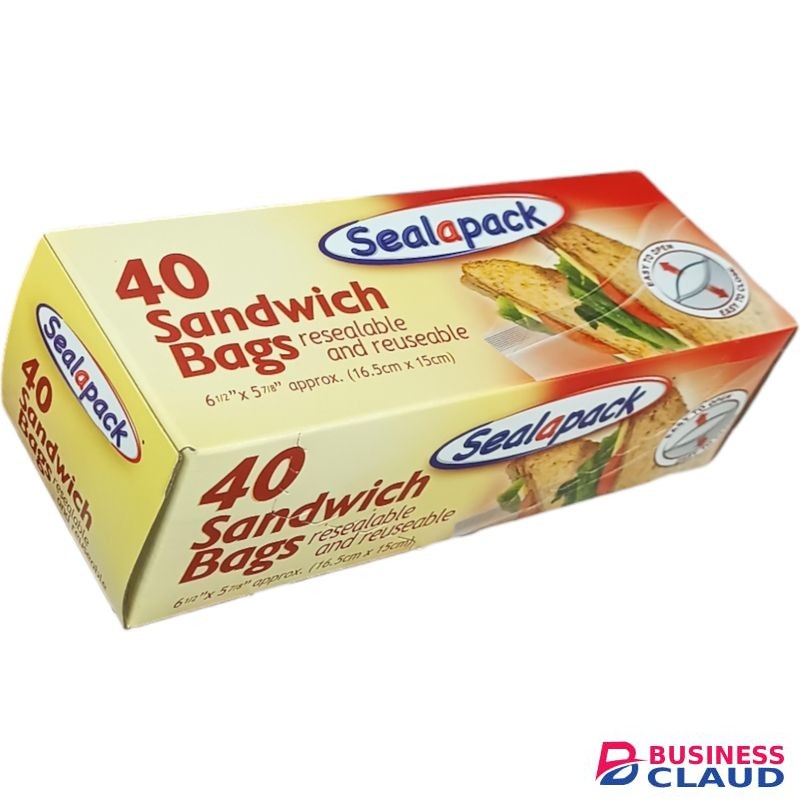 Sealapack Resealable Reusable SANDWICH BAGS Keeps It Fresh Refrigerator Safe 16.5cm X 15cm nk