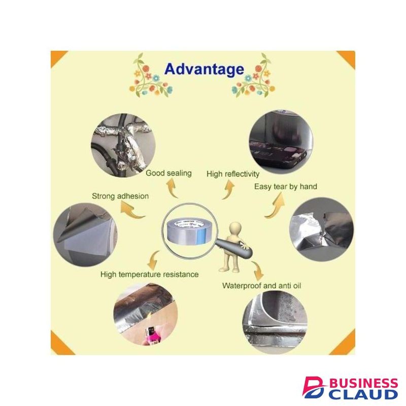 Aluminium Foil Tape Heat Resistant Strong Stickiness Pipes Refrigerator Repairing Waterproof Silver