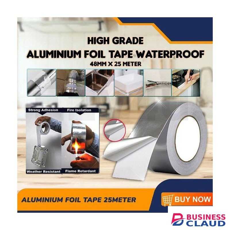 Aluminium Foil Tape Heat Resistant Strong Stickiness Pipes Refrigerator Repairing Waterproof Silver