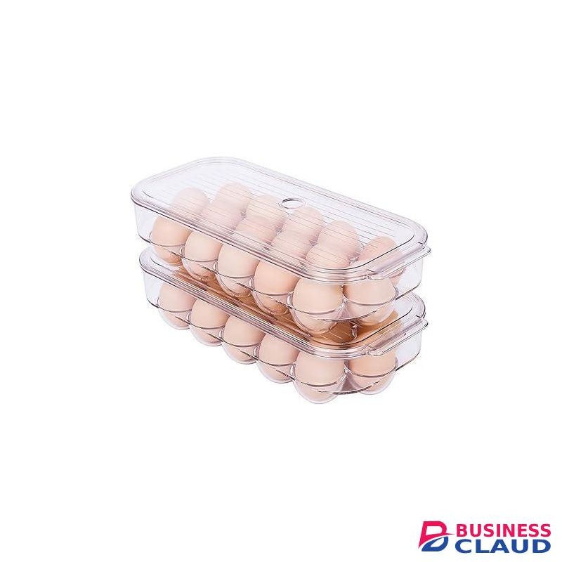 Egg Holder for Refrigerator,Stackable 16 Egg Tray with Lid,Egg Storage Container,Clear