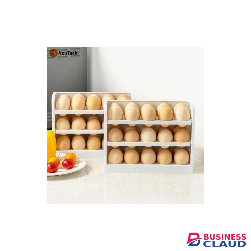 Multi-Tier Stackable Egg Storage Organizer - Space-Saving Refrigerator Egg Holder Tray with Lid