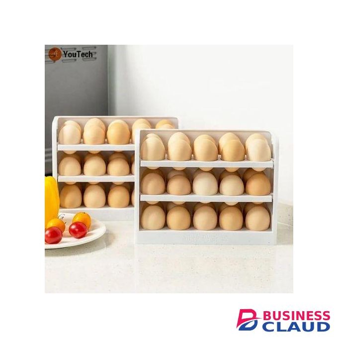 Multi-Tier Stackable Egg Storage Organizer - Space-Saving Refrigerator Egg Holder Tray with Lid