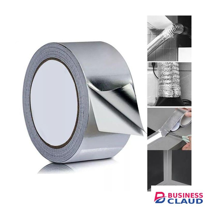 Aluminium Foil Tape Heat Resistant Strong Stickiness Pipes Refrigerator Repairing Waterproof Silver Size 5cms ×10meters