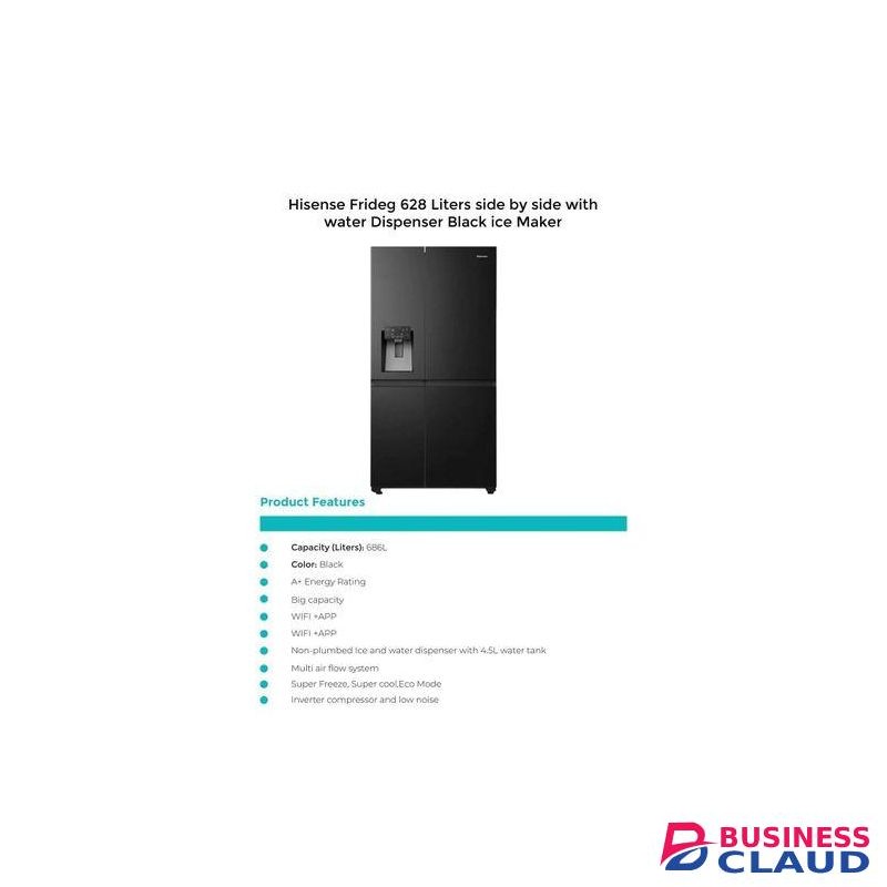 Hisense REF628DR 628L, INFINITE SIDE BY SIDE REFRIGERATOR ZERO FROST TOUCH ELECTRONIC CONTROL WIFI +APP METAL COOLING