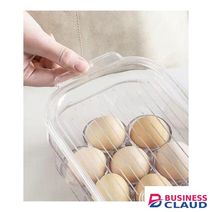16 Grid Egg Holder with Lid & Handle - Clear Plastic Refrigerator Egg Storage Container, Stackable Egg Tray, Kitchen Organizer, Fresh Keeping Box