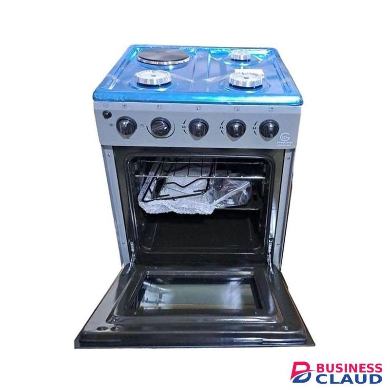 Eurochef Standing Cooker 3Gas + Electric Hotplate with Electric Oven Automatic Ignition Glass Lid Top Cover