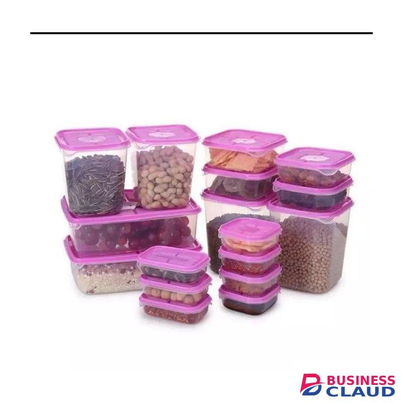 17 pieces sets Fresh-keeping Food Box Set Refrigerator Plastic Sealed Cans /Lunch Boxes Preservation Transparent Sealed Container Jars - PINK
