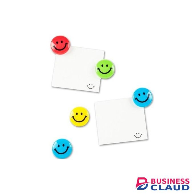 Guangbo CD2107 Smile Face Magnetic Button Set – 6pcs, 30mm Refrigerator/Whiteboard Magnets