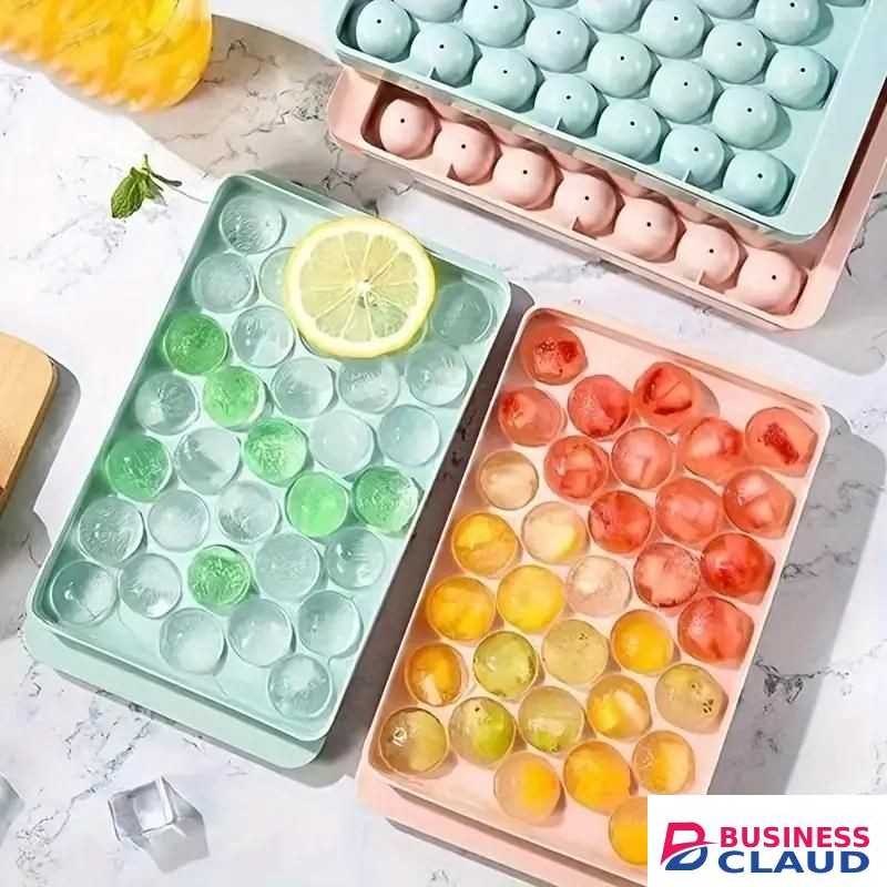 33 Grids Ice Cube Trays, Round Diamond Silicone Molds, Food-Grade Plastic Refrigerator Storage Boxes, Food Safety Contact-Kitchen Tool Accessories Molds
