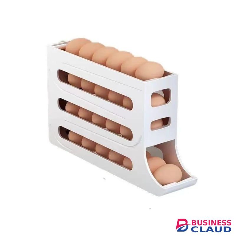 4 Layer Rolling Egg Dispenser Rack Holder Storage Tray for Kitchen Refrigerator Countertop Space Saving Design Holds 30 Eggs Fresh and Easily Accessible