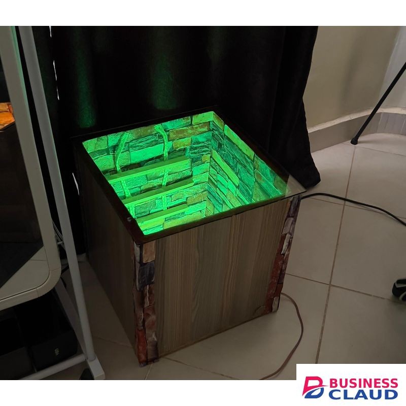 18 Cubed Square LED Aesthetic Glass-Top Coffee Table