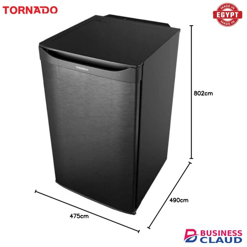 Tornado 94L Single Door Refridgerator Top Mounted Freezer Black Made In Egypt