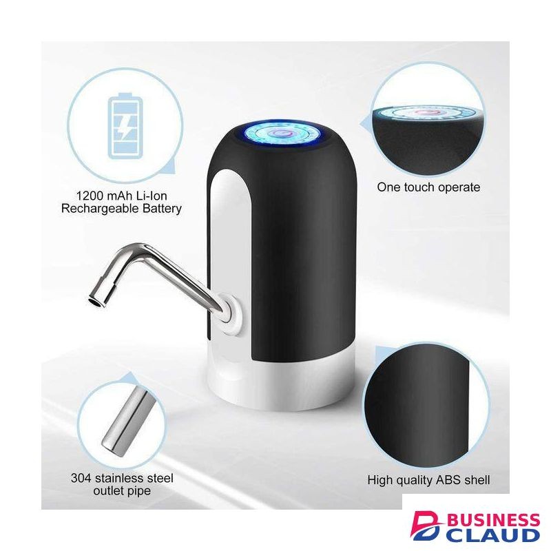 Automatic USB Rechargeable Water Dispenser Pump – BPA-Free, Easy-to-Use, Portable Water Pump for Bottled Water, Ideal for Home, Office, and Outdoor Use (White/Black)
