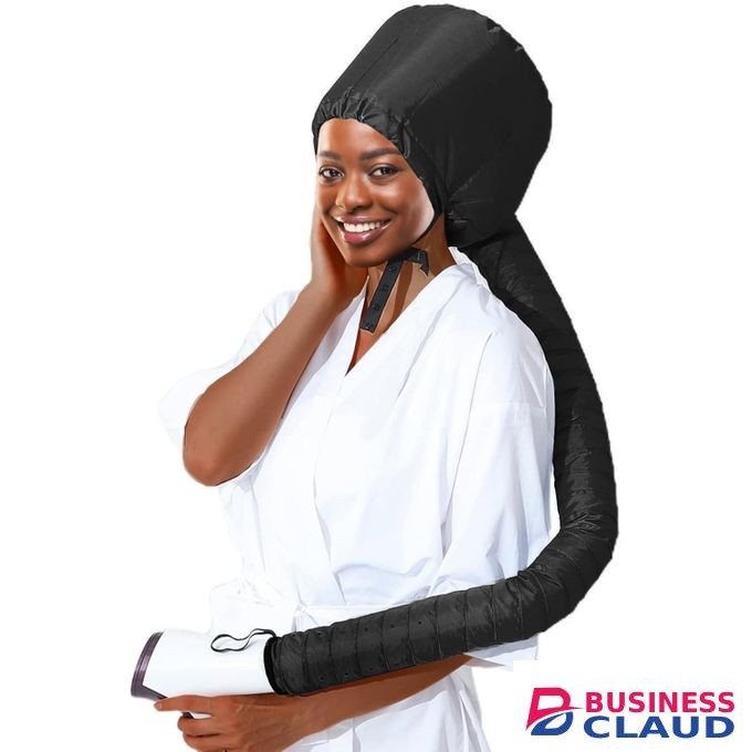 Bonnet Hood Hair Dryer Attachment - Hair Dryer Bonnet with Elastic Strap, Used for Hair Styling, Deep Conditioning and Hair Drying (Black)
