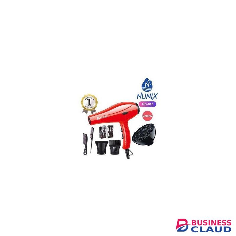 Nunix Saloon Blow Dry Hair Dryer - Red