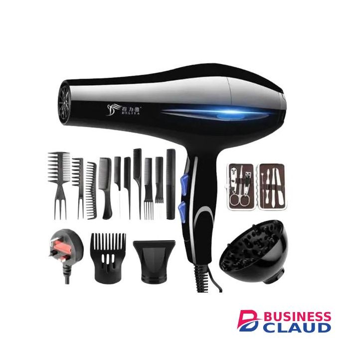 Professional Ionic Hair Dryer with Diffuser & Comb Set