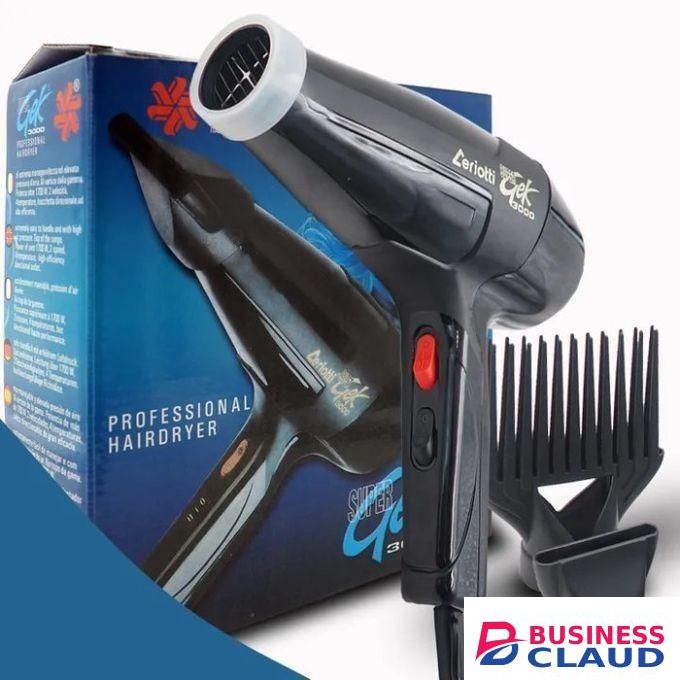 Ceriotti GEK 3000 Professional Hair Dryer – 2 Speed Settings + Heat Control – Salon-Quality Blow Dryer with Nozzle & Comb Attachments
