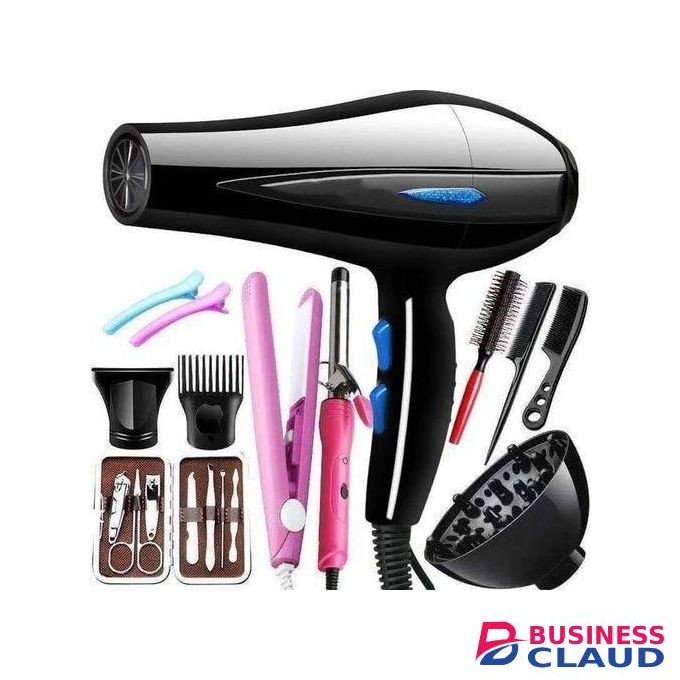 Canye Professional Hair Dryer Set,Blow Dryer DC Motor Fast Drying With 2 Speed,3 Heat,- Hair & Nail accessories Set,flat iron, diffuser, tongs, hair clips, Curler
