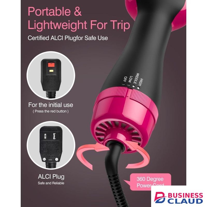 Hair Dryer Blow Dryer Brush, Hair Dryer and Styler Volumizer, Hot Air Brush for Straightening, Curling, Drying, Salon, One Step Styling Tools Pink