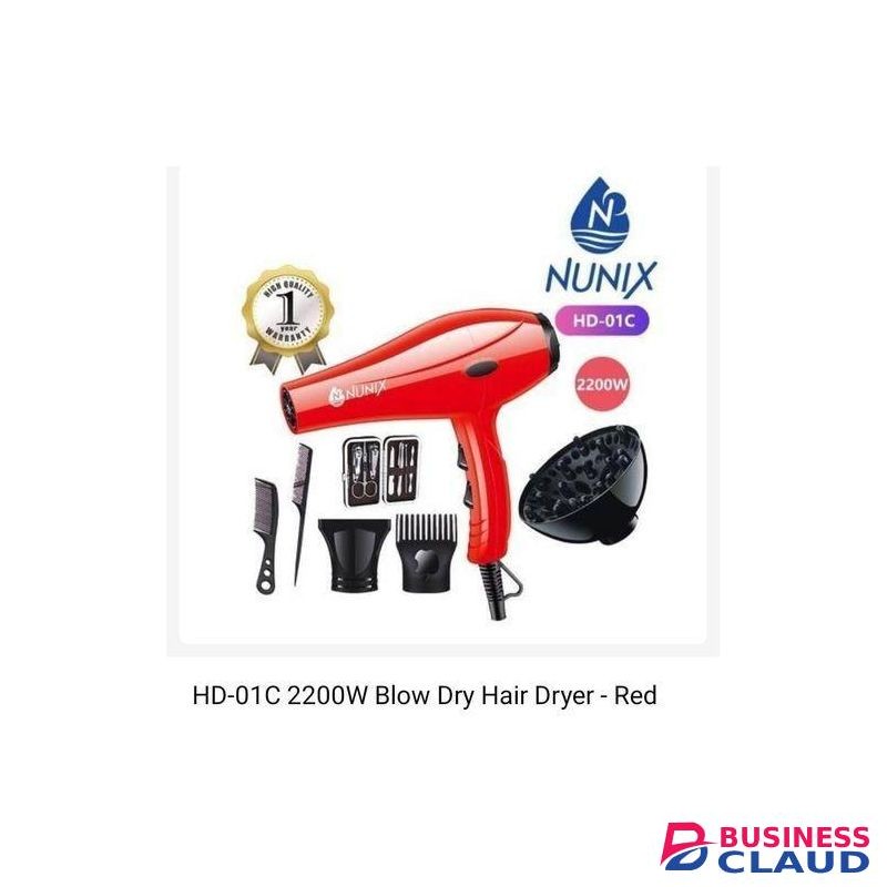 Nunix Powerful Professional Hair Dryer With Multiple Attachments For Fast Drying, Styling, And Salon-Like Finish