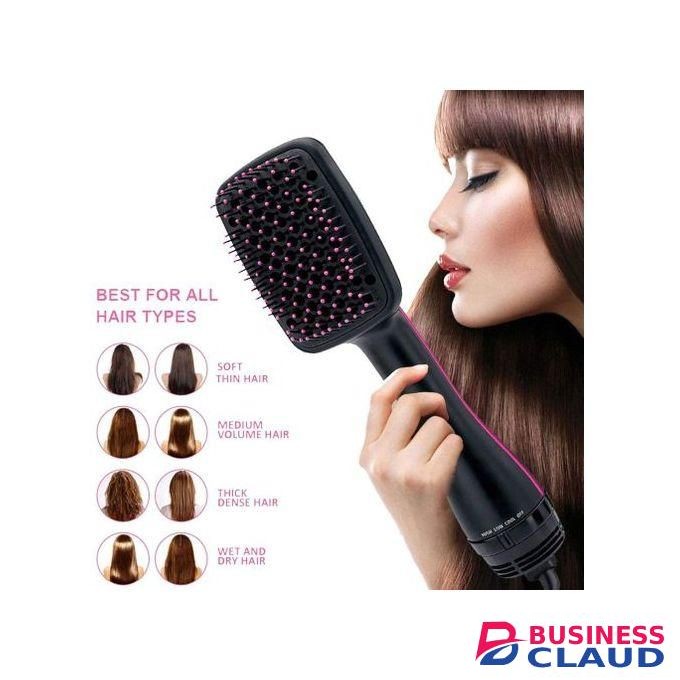 2 In 1 Hair Dryer/ Brush One Step Hair Blower Electric Hot Air Brush - Black/pink