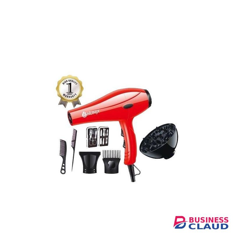 Nunix HD-01C 2200W PROFFESSIONAL Blow Dry Hair Dryer - Red