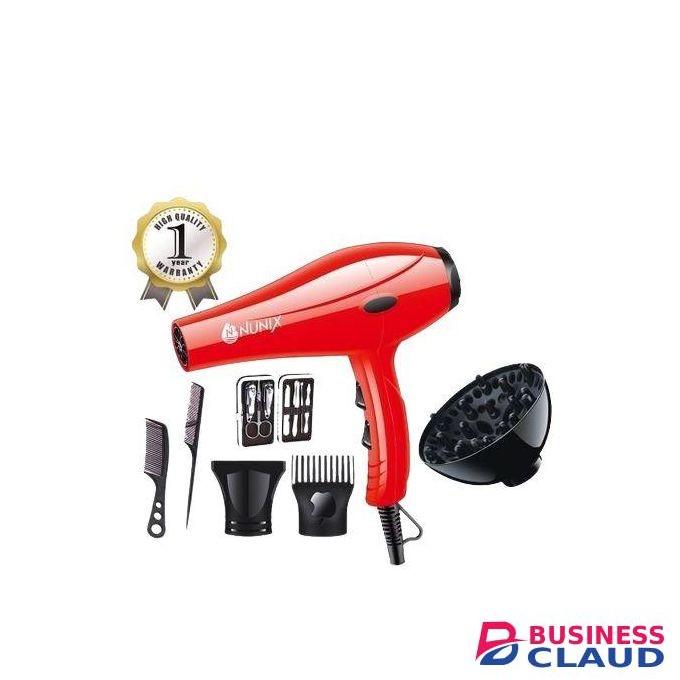 Nunix HD-01C 2200W PROFFESSIONAL Blow Dry Hair Dryer - Red