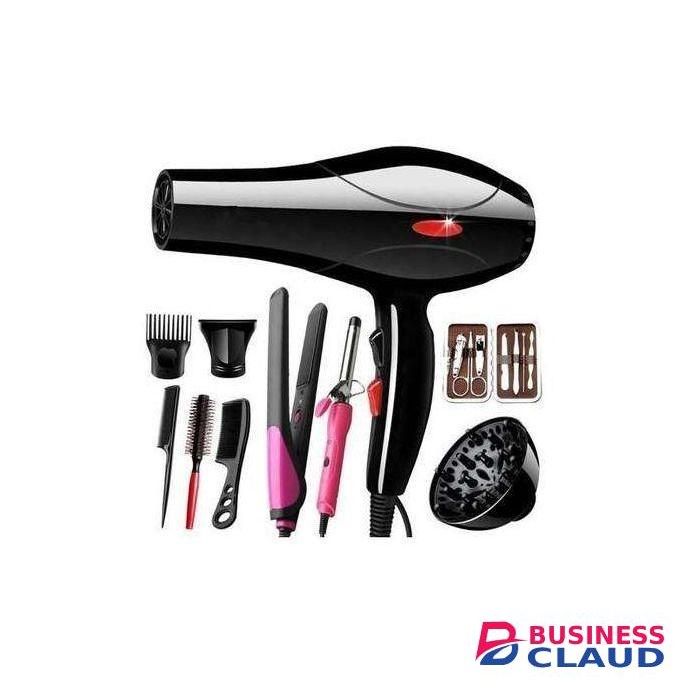12 Pcs Commercial Use Hair Dryer Blow Dryer Hair Tools- Flat iron, tongs, manicure set, combs, curls