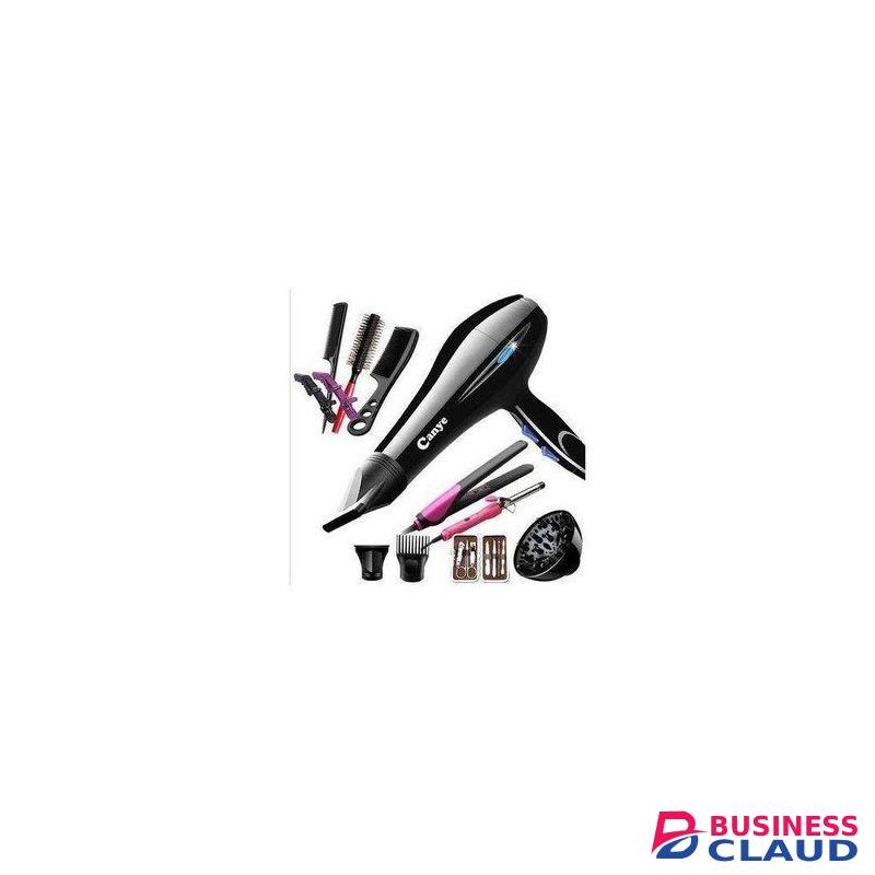 Canye Professional Hair Dryer with Diffuser, Blow Dryer for Women. 12 in 1 Salon Custom Smart One Step Styling Tool with Hot And Cold Wind Heat Settings - Hair Dryer, Flat Iron, Tongs, Manicure Set, 3 Combs, 2 Clips, Curls Diffuser.