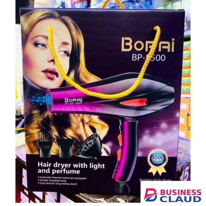 Bopai 4000W Professional Salon Hair Dryer With Diffuser, Concentrator Nozzle, And Comb Attachment