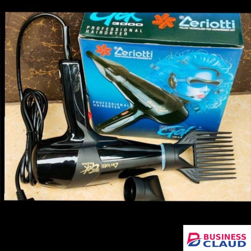 Ceriotti Gek 3000 Professional Blow Dry Hair Dryer – Salon-Grade Powerful Hair Styling Tool for Fast Drying, Smooth Finish, Heat Protection, 2 Speed & 3 Heat Settings, Lightweight Ergonomic Design, Suitable for All Hair Types