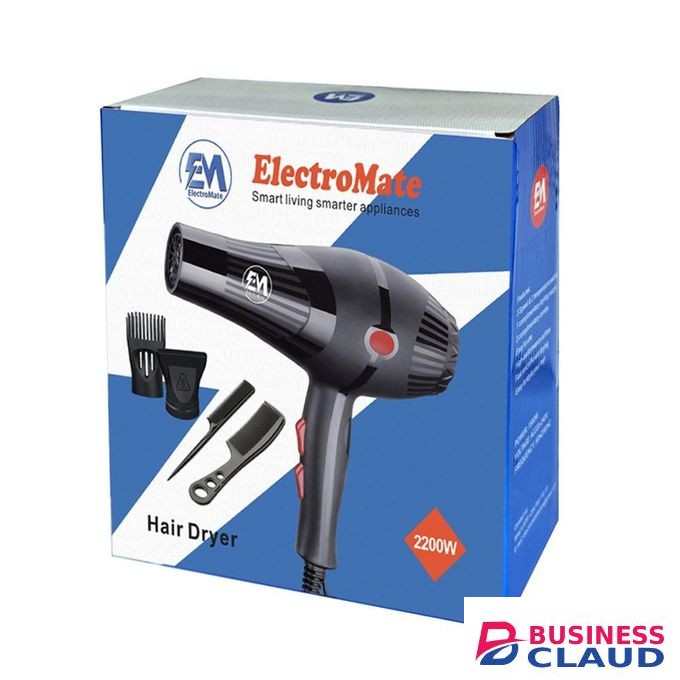 ElectroMate Professional Hair Blow Dryer Powerful Ionic Fast Drying Lightweight