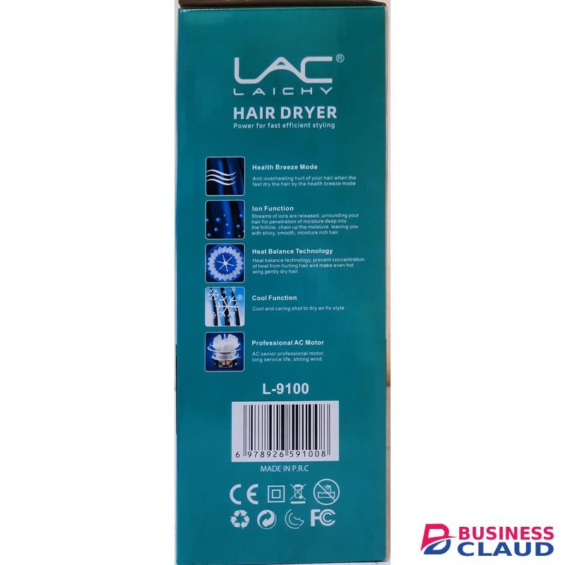 Lac Hair Blow dry machine.LAICHY L-9100 Dryer with accessories- Pik Attachment. Diffuser. Concentrator