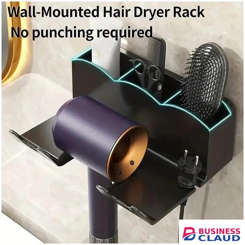 Beqqk Hair Dryer Holder, Bathroom Blow Dryer Organizer with Storage Tray
