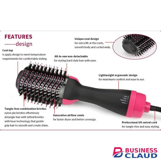 1000 Watts Hair Dryer and Volumizer, Hot Air Brush, 3 in1 Styling Brush Styler, Negative Ion Hair Straightener Curler Brush for All Hairstyle