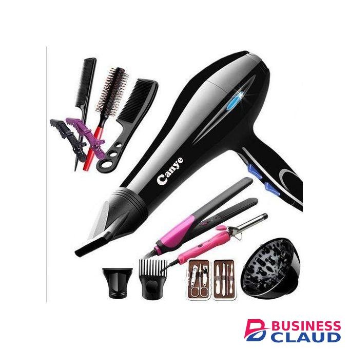 Canye Hair Professional Blow-dry+ Hair& Nail Tools- Flat Iron, Tongs, Manicure Set, Combs, Curls