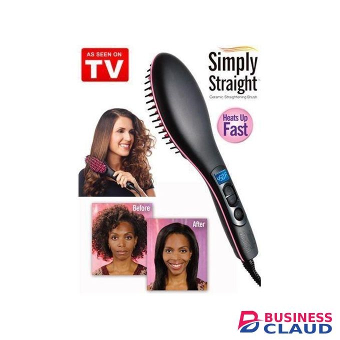 Simply Straight t Hot Comb Blowdry Hair Straightener Brush Electric Hand Hair Blow Dryer Black