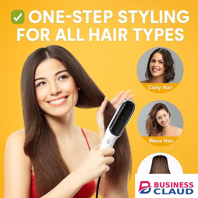 3-in-1 Electric Hair Straightener Brush – Fast Styling for Curly, Wavy & Straight Hair