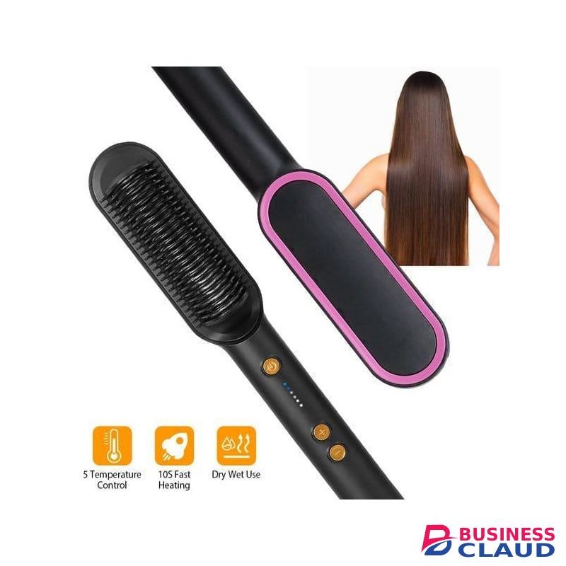 Electric Hair Straightener Comb, 2-in-1 Hair Styling Tool with Brow Dryer, Rotating Curling Brush, Ceramic Heating, Fast Heat, Safe for All Hair Types, Professional Hair Care Tool