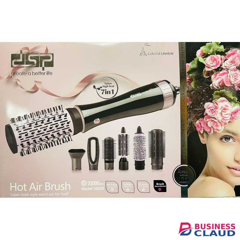 Dsp Hair Dryer Brush Air Styler, 7 in 1 Ionic Multi Styling Tools with Hot Air Straightener, Auto Wrap Curlers, Frizz-Free Volumizer, Fast Blow Drying Curling Straightening and Smoothing